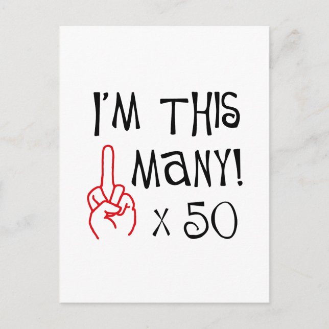50th birthday Middle Finger Salute Postcard (Front)