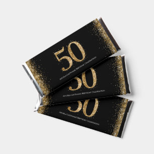 50th Birthday Milestone Elegant Gold Glitter Hershey Bar Favors