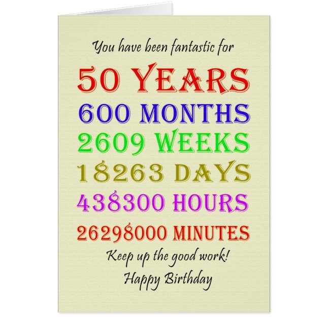 50th Birthday Milestones Cards (Front)