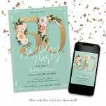 50th Birthday Mint Gold Floral Vintage Glamorous Invitation<br><div class="desc">50th Birthday Mint Gold Floral Vintage Glamorous Invitation. Glamorous and pretty birthday party invitation featuring vintage floral design with gold letters and mint background! Goes amazing with a fun floral and glamorous party theme. Want more customization? Contact the designer by clicking on the 'message' button below.</div>