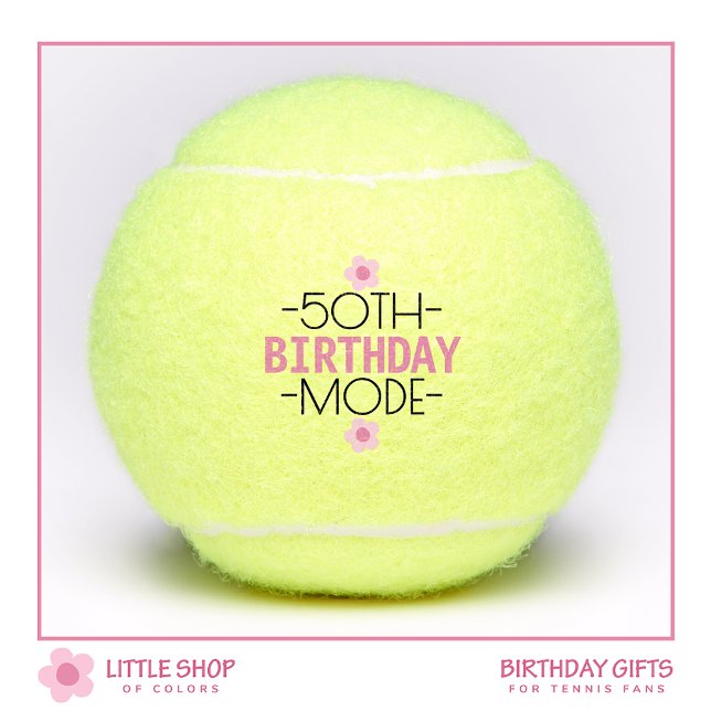 50th Birthday Mode Pink Floral Personalized Tennis Balls (Creator Uploaded)