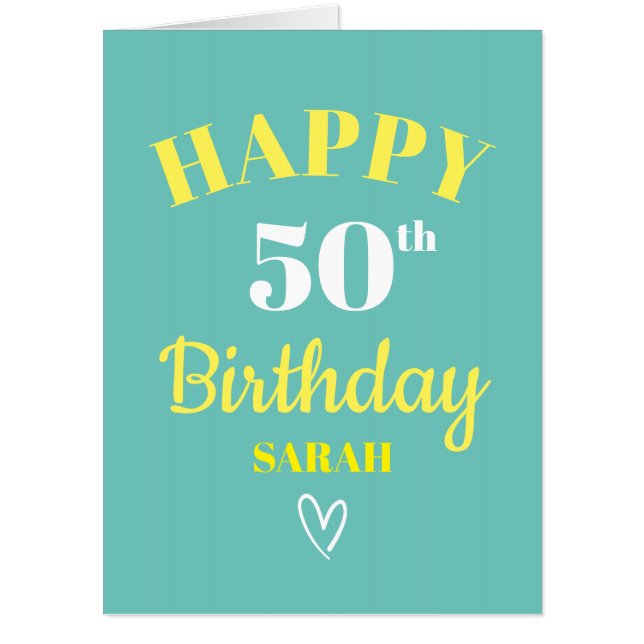 50th Birthday, Modern Birthday Card (Front)