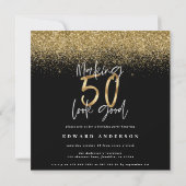 50th birthday modern black and gold photo collage (Back)