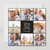 50th birthday modern black and gold photo collage (Front)