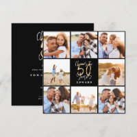 50th birthday modern black and gold photo collage