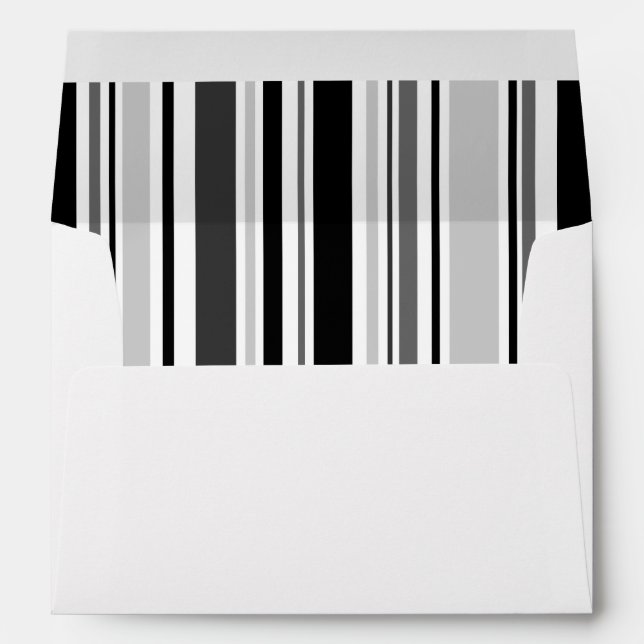 50th Birthday Modern Black White Grey Stripes Envelope (Back (Bottom))