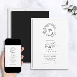 50th Birthday Modern Black & White Leafy Crest Invitation<br><div class="desc">Welcome to your half-century birthday celebration! But don't worry, it's not time to slow down quite yet. Send out these elegant 50th Birthday Modern Black & White Leafy Crest Invitations and let everyone know you're ready to party in style. These invitations feature a hand drawn leafy wreath that completely encircles...</div>