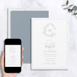 50th Birthday Modern Dusty Blue Leafy Crest Invitation<br><div class="desc">Welcome to your half-century birthday celebration! But don't worry, it's not time to slow down quite yet. Send out these elegant 50th Birthday Modern Dusty Blue Leafy Crest Invitations and let everyone know you're ready to party in style. These invitations feature a hand drawn leafy wreath that completely encircles the...</div>