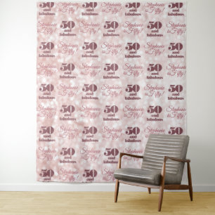 50th Birthday Modern Elegant Rose Gold Party Tapestry