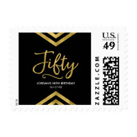50th Birthday Modern Faux Gold Chevron Geometric Postage