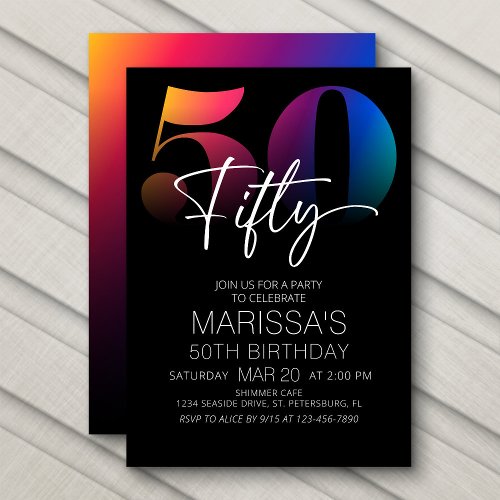 50th Birthday Modern Invitation