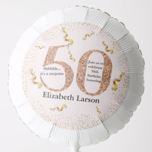 50th Birthday Modern Minimalist Faux Gold Glitter Balloon