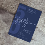 50th Birthday Modern Minimalist Navy Invitation<br><div class="desc">Celebrate a milestone birthday in style with this modern and minimalist 50th birthday invitation. Featuring a monochromatic navy blue design, this invitation is sure to make a statement. The sleek fifty script adds a touch of sophistication to the design. Perfect for a gender-neutral celebration, this simple yet stylish invitation is...</div>