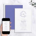 50th Birthday Modern Periwinkle Leafy Crest Invitation<br><div class="desc">Welcome to your half-century birthday celebration! But don't worry, it's not time to slow down quite yet. Send out these elegant 50th Birthday Modern Periwinkle Leafy Crest Invitations and let everyone know you're ready to party in style. These invitations feature a hand drawn leafy wreath that completely encircles the milestone...</div>
