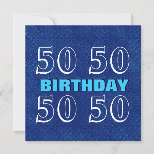 50th Birthday Modern Royal Blue and Bronze V08 Invitation | Zazzle