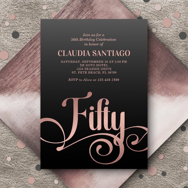 50th Birthday Modern Script Invitation (Creator Uploaded)