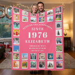 50th Birthday Mother Family Photo collage Pink Fleece Blanket<br><div class="desc">Celebrate a Life of Memories: Personalized 50th Birthday Photo Collage Pink Fleece Blanket Wrap your loved one in warmth and cherished memories with this beautiful, ultra-soft Personalized Photo Collage Fleece Blanket. Designed specifically for a milestone birthday, this cozy throw makes the perfect sentimental gift for your mother. Key Features: Customizable...</div>