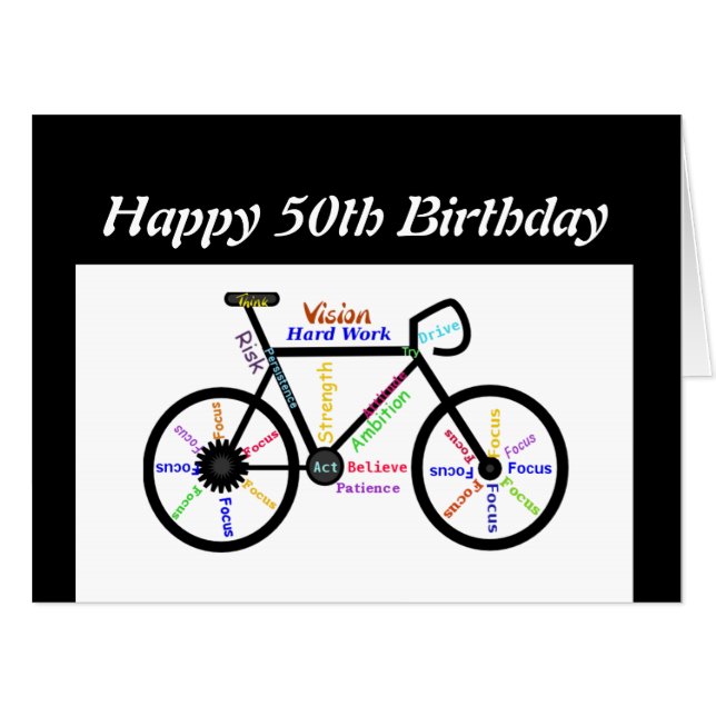 50th Birthday Motivational Bike Bicycle Cycling Card (Front Horizontal)