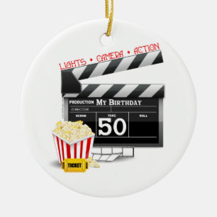 50th Birthday Movie Theme Ceramic Ornament