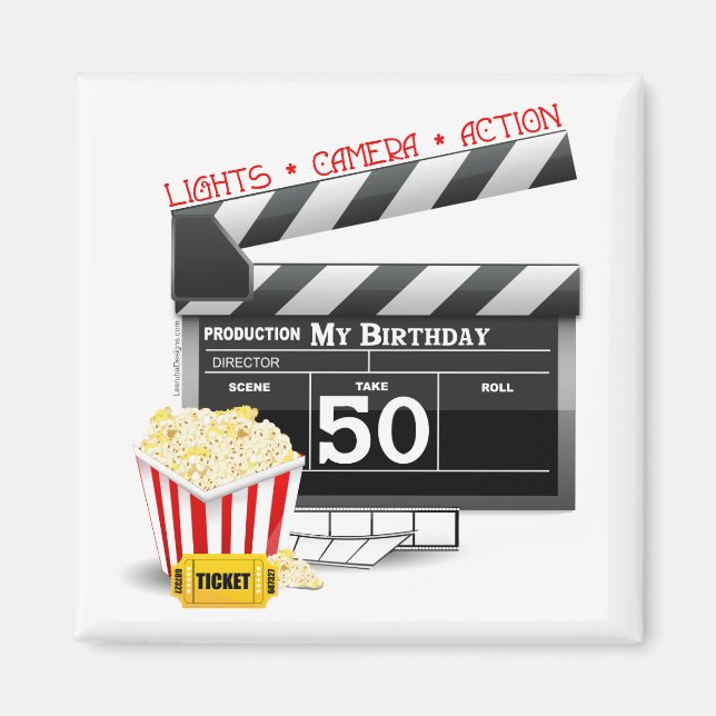 50th Birthday Movie Theme Magnet (Front)