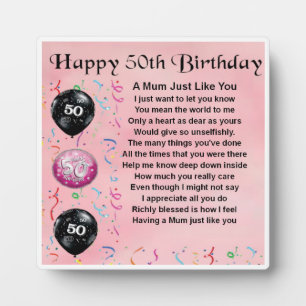 50th Birthday Mum Poem Plaque