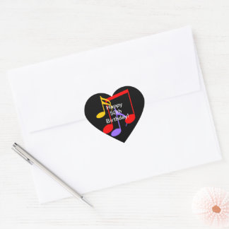50th Birthday Music Notes  Heart Sticker