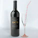 50th Birthday Name 1973 Black Gold Elegant Wine Label<br><div class="desc">A personalized elegant wine label that is easy to customize for that special occasion.</div>