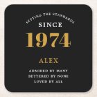 50th Birthday Name 1974 Black Gold Elegant Chic