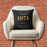 50th Birthday Name 1974 Black Gold Elegant Chic Throw Pillow<br><div class="desc">50th Birthday Special 1974 Born Black Gold Chic Elegant Throw Pillow - Perfect for Home Décor. Celebrate your 50th milestone with our Black Gold Elegant Chic Throw Pillow. This artistically designed pillow is not just a cushion, but a tribute to your golden journey since 1974. Crafted with style and elegance,...</div>