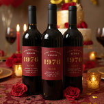50th Birthday Name 1976 Red Gold Elegant Chic Wine Label<br><div class="desc">1976 Vintage 50th Birthday Red & Gold Elegant Wine Label. Celebrate your milestone with our exclusive 1976 Vintage 50th birthday wine label. The meticulously designed label with stunning black and gold hues effortlessly enhances the visual appeal of your favorite wine. The year 1976, prominently featured on the label, adds a...</div>