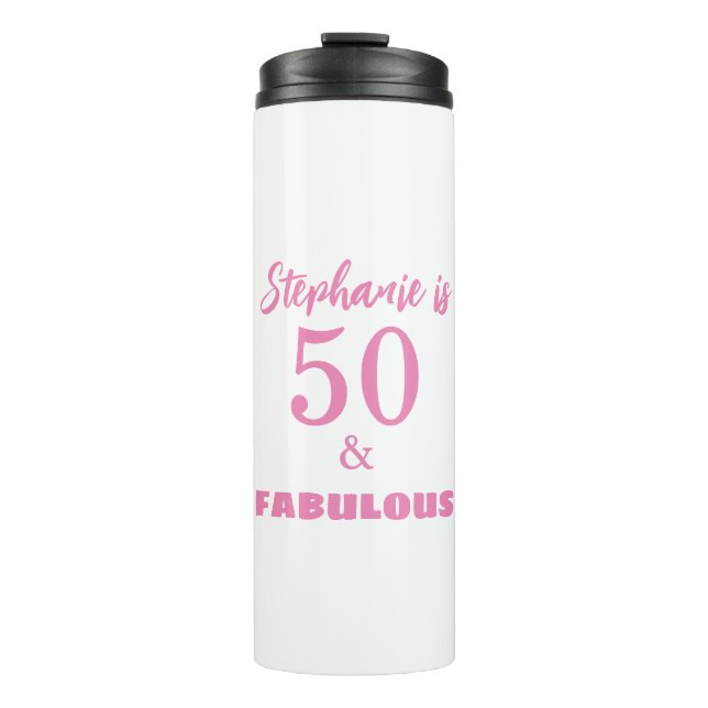 50th Birthday Name Monogram Gift Party Favor Thermal Tumbler (Front)