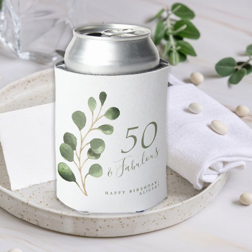 50th birthday name personalized elegant  can cooler