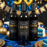 50th Birthday Name Year  Black Gold Elegant Chic Wine Label<br><div class="desc">Vintage 50th Birthday Black & Gold Elegant Wine Label. Celebrate your milestone with our exclusive Vintage 50th birthday wine label. The meticulously designed label with stunning black and gold hues effortlessly enhances the visual appeal of your favorite wine. The year, prominently featured on the label, adds a nostalgic throwback to...</div>