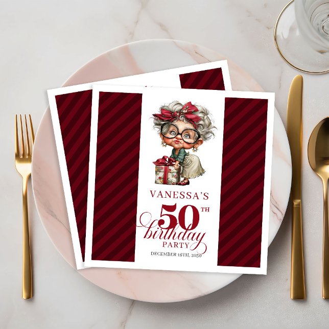 50th Birthday Napkins Funny Old Lady Party Table   (50th Birthday Napkins Funny Old Lady Party Table Decor)