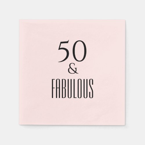 50th Birthday Napkins Pink Black Text