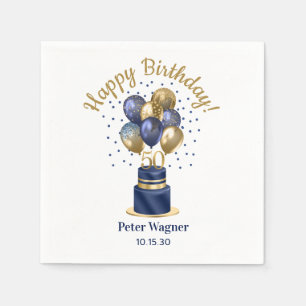 50th Birthday Navy Blue Balloon Cake Napkins