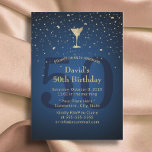 50th Birthday Navy Blue Modern Gold Cocktail Party Invitation<br><div class="desc">Navy Blue Modern Gold 50th Birthday Cocktail Party Invitations.</div>
