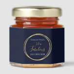 50th Birthday Navy Gold Birthday Party Honey Jar Favors<br><div class="desc">This is a chic and elegant 50th birthday party design. This stylish design is in classic navy and gold. It has the text, "Samantha's 50 and Fabulous" and the celebration date. This simple, modern, typography motif is framed by an elegant gold effect circle. This stylish design is perfect for a...</div>