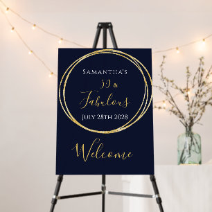 50th Birthday Navy Gold Birthday Welcome Foam Board