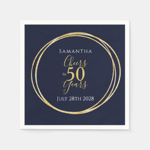 50th Birthday Navy Gold Cheers to 50 Years Party Napkins
