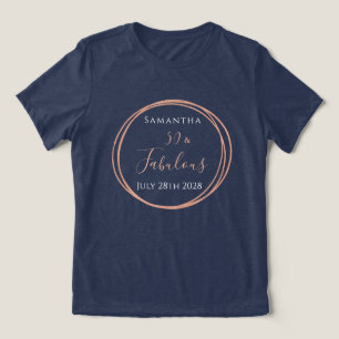 50th Birthday Navy Rose Gold Birthday Party Favor Tri-Blend Shirt