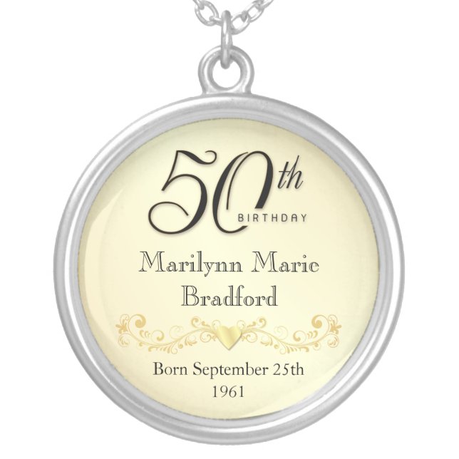 50th Birthday Necklace Keepsake Pendant (Front)