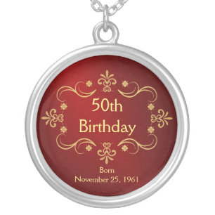 50th Birthday Necklace - Vintage Frame Pendant