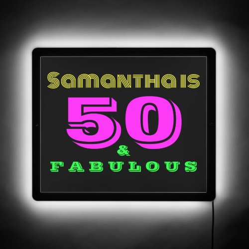 50th Birthday Neon 50 and Fabulous LED Sign