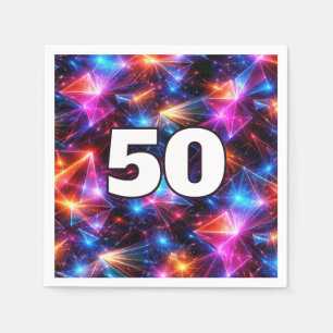 50th Birthday Neon Polygon Abstract  Napkins