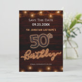 50th Birthday Neon Save the Date Invitation (Standing Front)