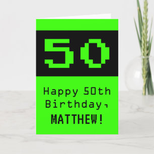 50th Birthday: Nerdy / Geeky Style "50" and Name Card