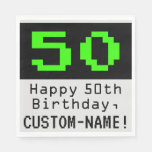 [ Thumbnail: 50th Birthday - Nerdy / Geeky Style "50" & Name Napkins ]
