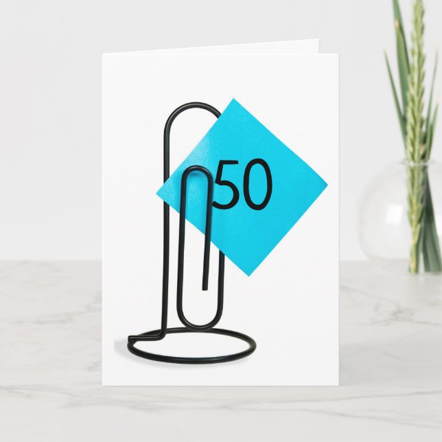 50th Birthday Note On a Paper Clip Card (Front)