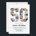 50th Birthday Number 50 Custom Photo Collage Invitation<br><div class="desc">Celebrate momentous 50th Birthday with this cute invitation. It's a personalized photo collage invite that allows you to create a truly unique and memorable design. This customizable template lets you insert your own cherished photos, capturing the precious moments of your life. This invitation is perfect for commemorating your fiftieth birthday....</div>